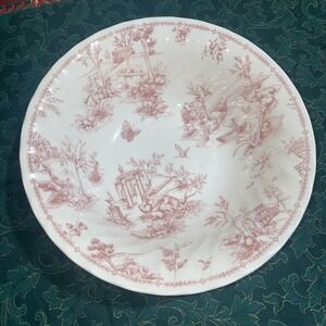 Queens Chelsea Toile Pink Vegetable Serving Bowl 9.4 Inch French Country